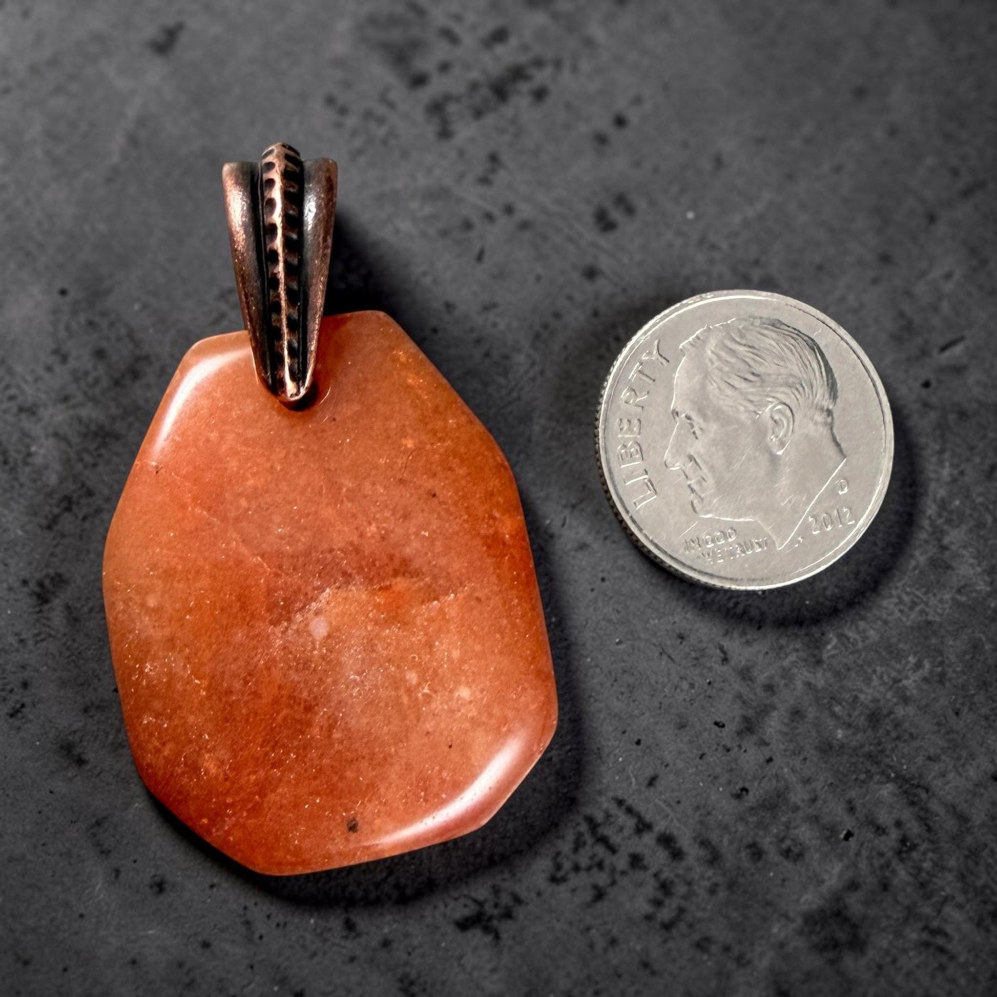Orange Aventurine Gemstone Pendant, 29x23mm (Orange-1) * Qty. 1