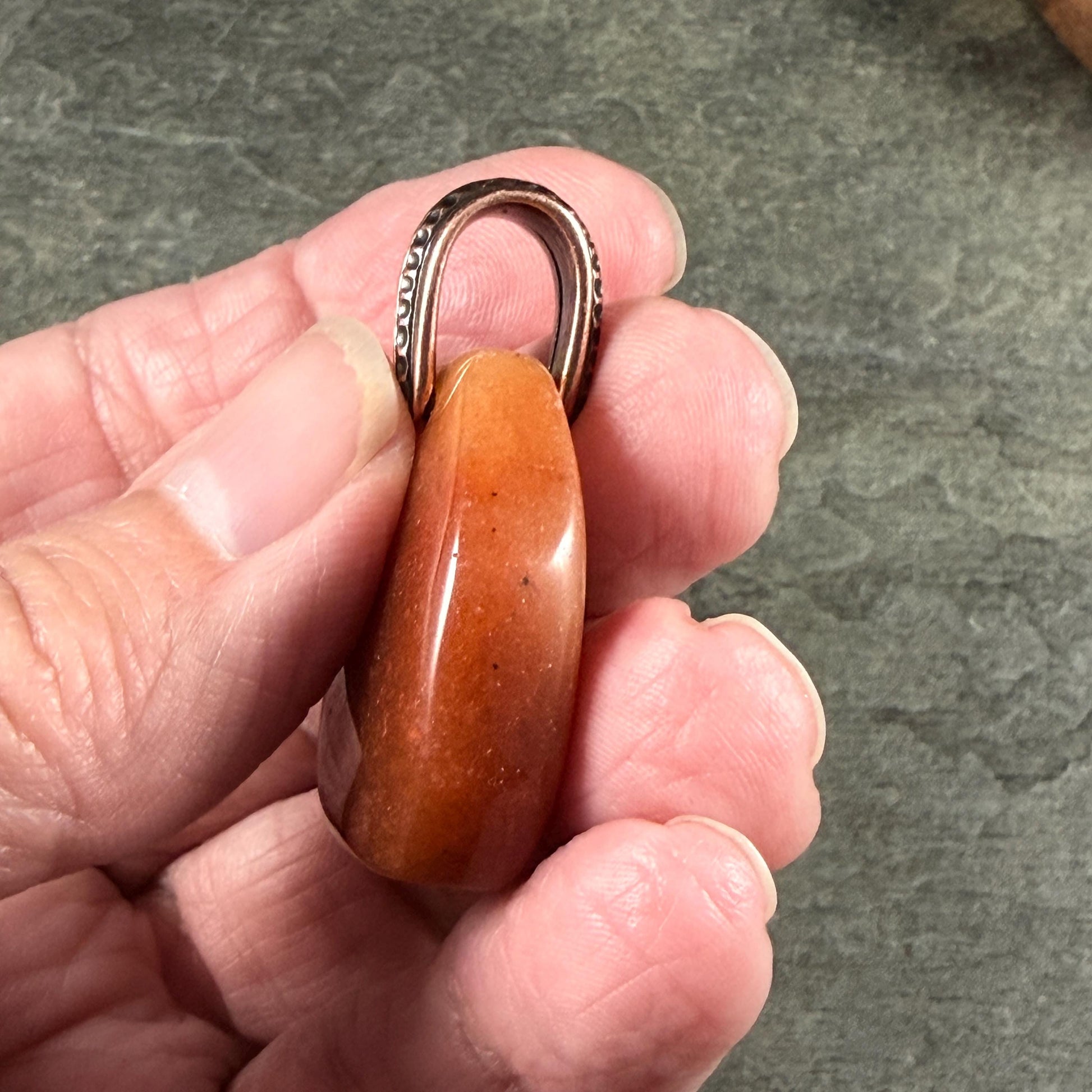 Orange Aventurine Gemstone Pendant, 29x23mm (Orange-1) * Qty. 1