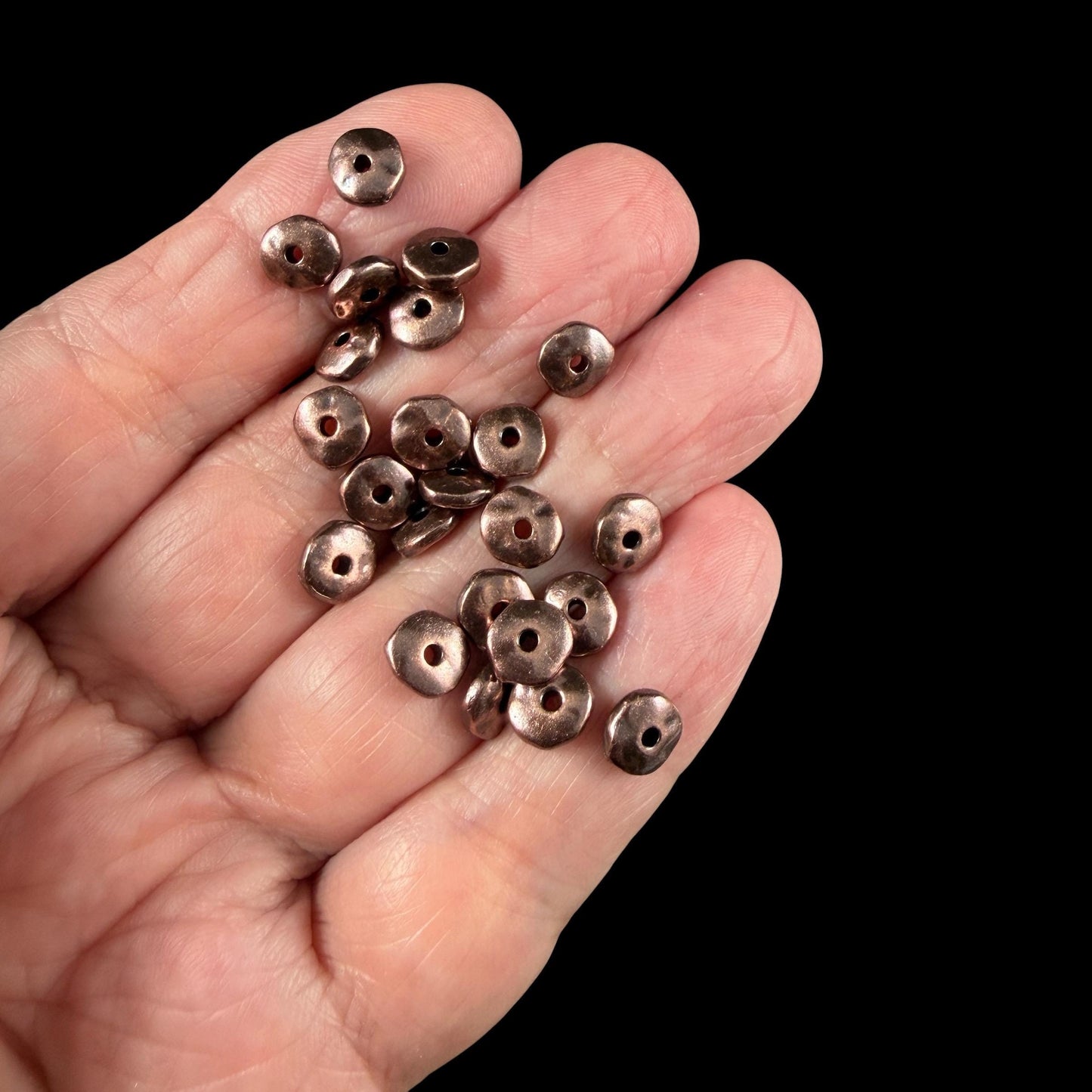 TierraCast 7mm Nugget Rondelle, Dark Antiqued Copper Plated (PF/399-87) * 20 Beads