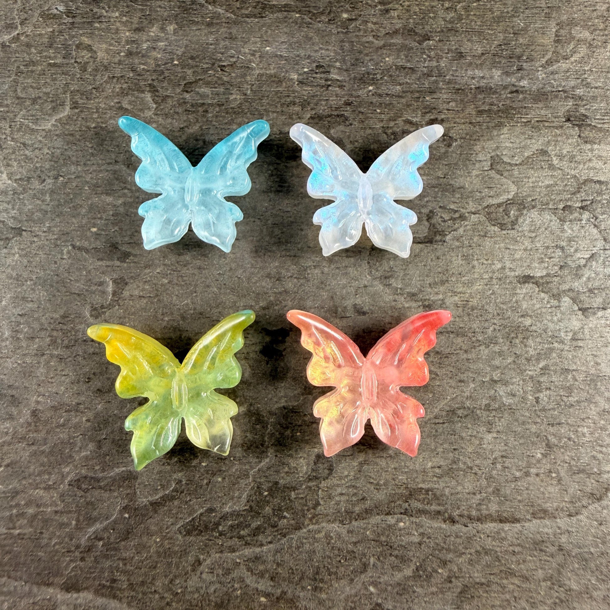 Large Glass Butterfly - Pretty Pastels, Colorful Peach, Blue and Yellow Focal Beads * Qty. 4