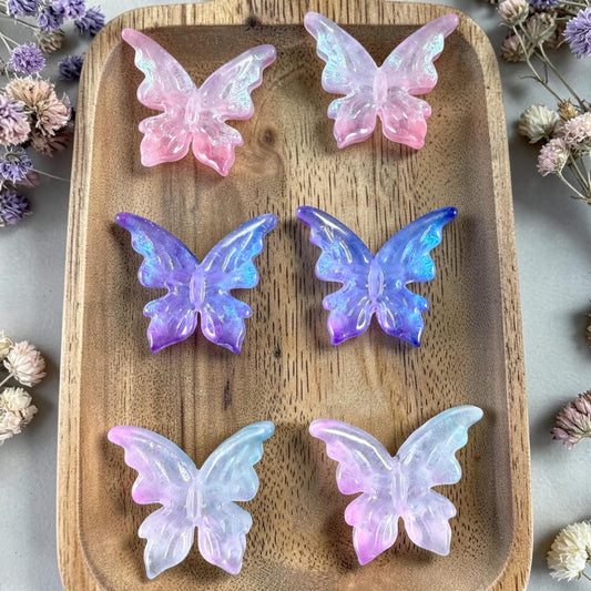 Large Glass Butterfly - Lavender Lilac, and Pink Focal Beads * 6 Beads