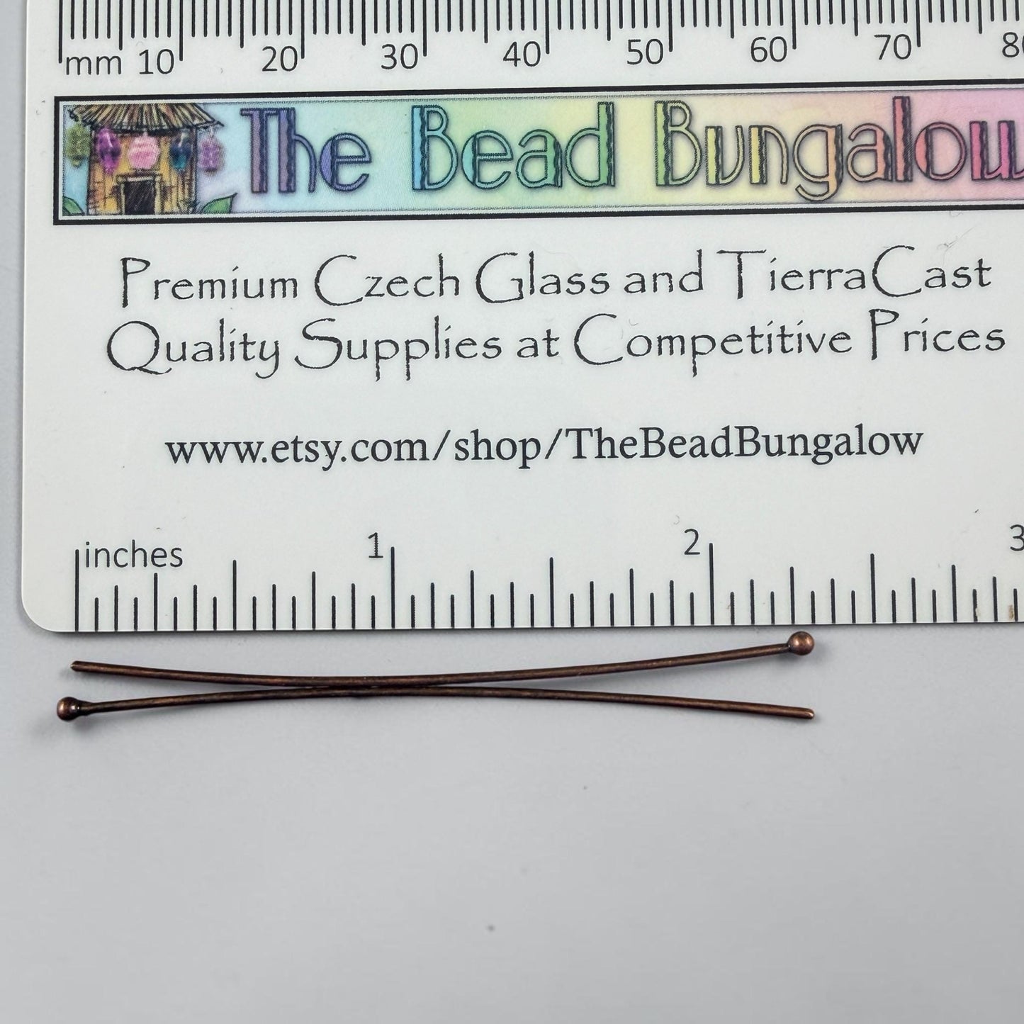 2.4" Antiqued Copper Plated Brass Ball Head Pins, 20 Gauge (CBP-2.4/20g) * Qty. 100