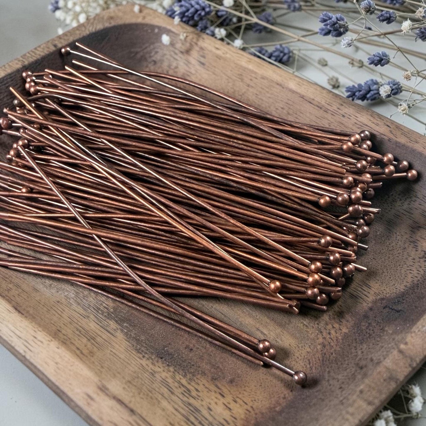 2.4" Antiqued Copper Plated Brass Ball Head Pins, 20 Gauge (CBP-2.4/20g) * Qty. 100
