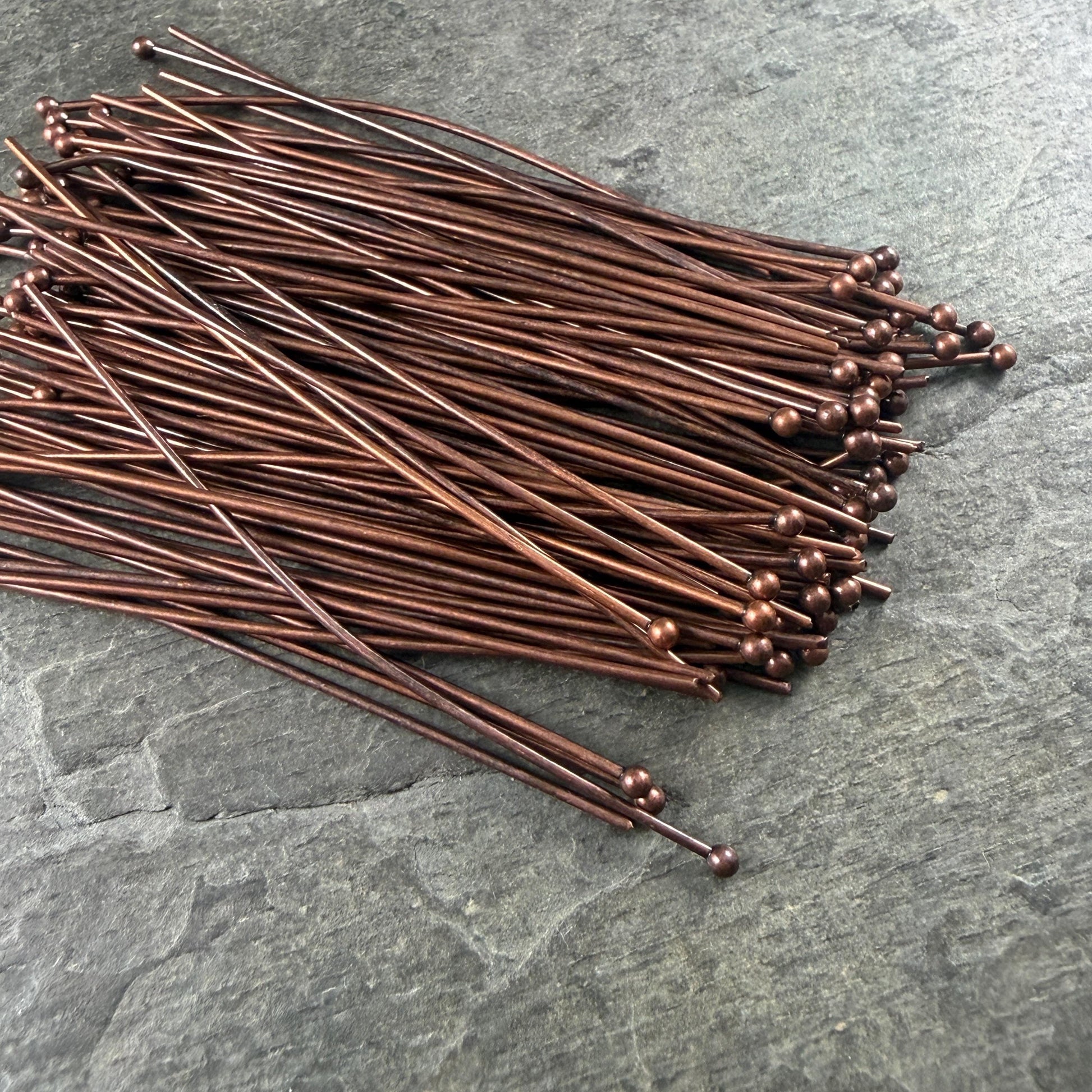 2.4" Antiqued Copper Plated Brass Ball Head Pins, 20 Gauge (CBP-2.4/20g) * Qty. 100