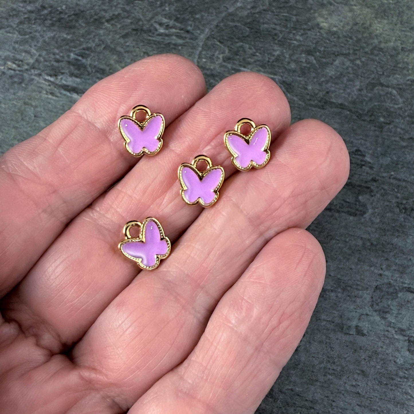 24k Gold Plated Butterfly Charm with Cheerful Lilac Purple Enamel (PF/15313-13-0314) * Qty. 4