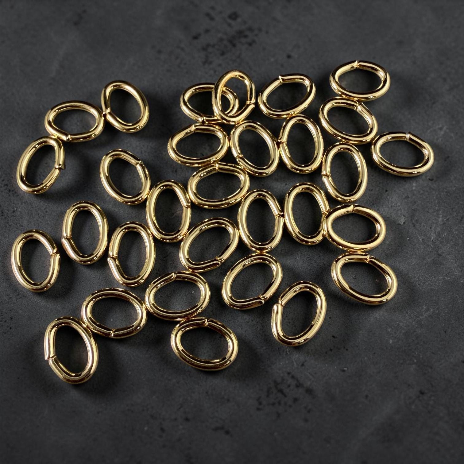 8x6mm Oval Jump Rings, 16g Open, Gold Plated Brass (FMG/5078) * Qty. 100