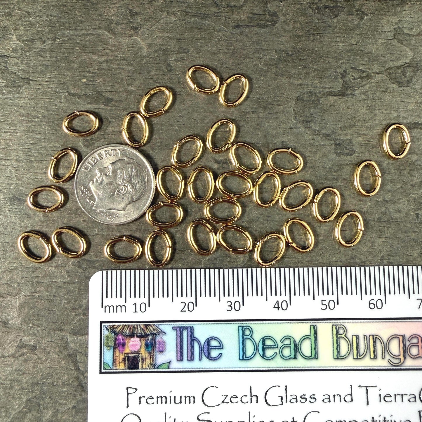 8x6mm Oval Jump Rings, 16g Open, Gold Plated Brass (FMG/5078) * Qty. 100