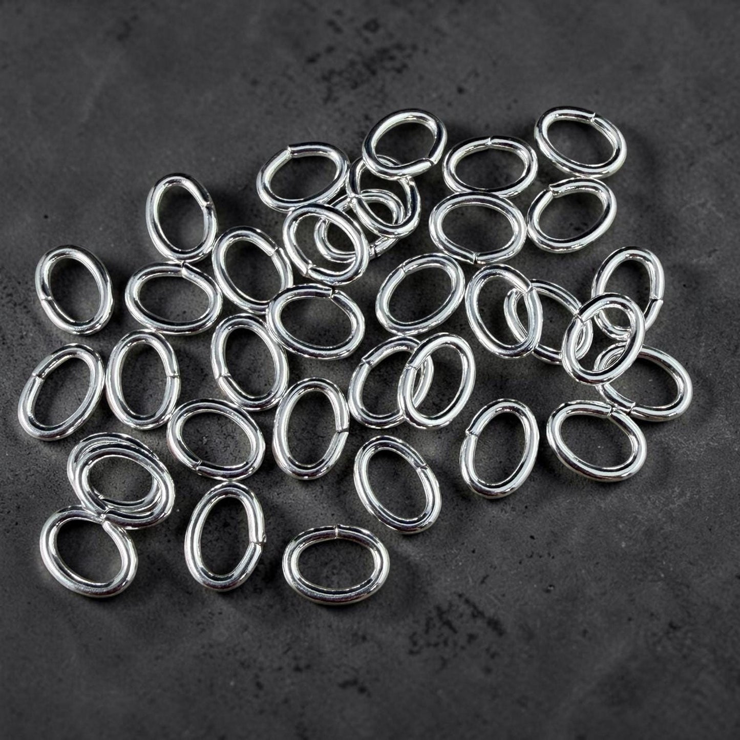 8x6mm Oval Jump Rings, 16g Open, Silver Plated Brass (FMG/5081) * Qty. 100