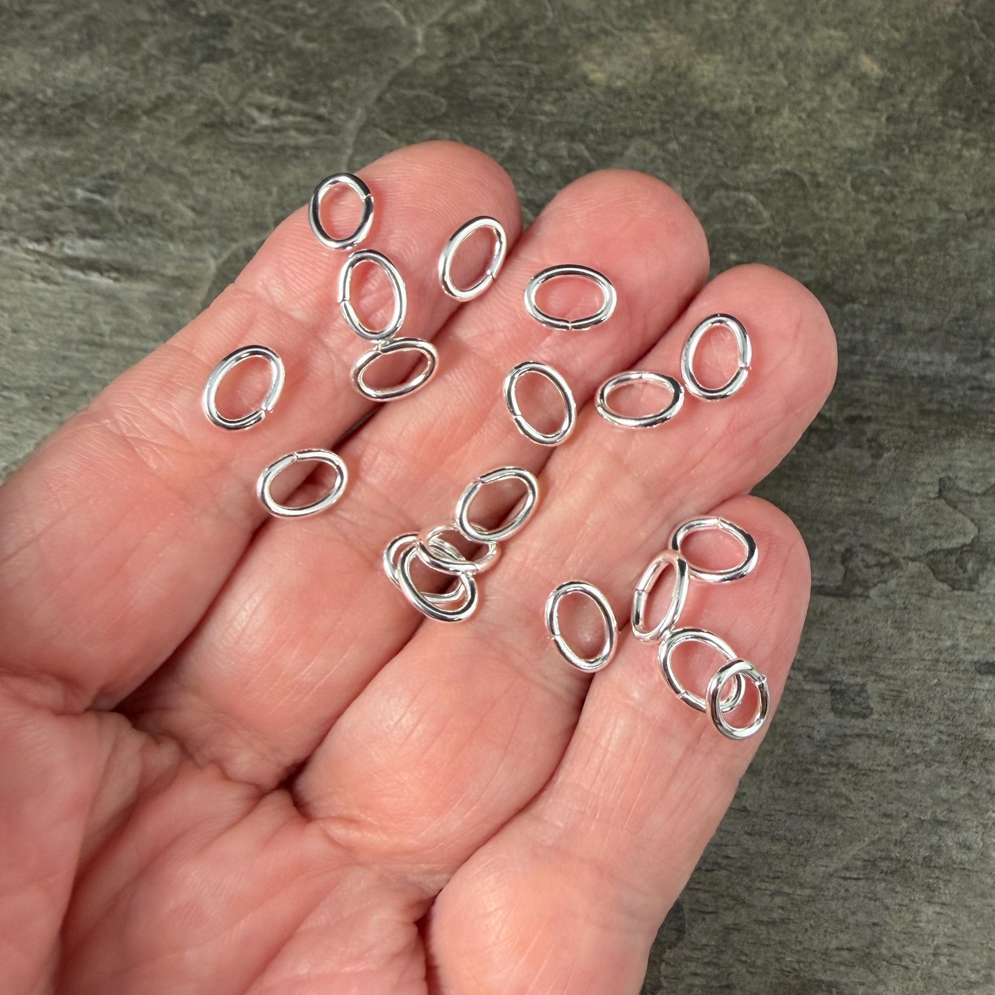 8x6mm Oval Jump Rings, 16g Open, Silver Plated Brass (FMG/5081) * Qty. 100