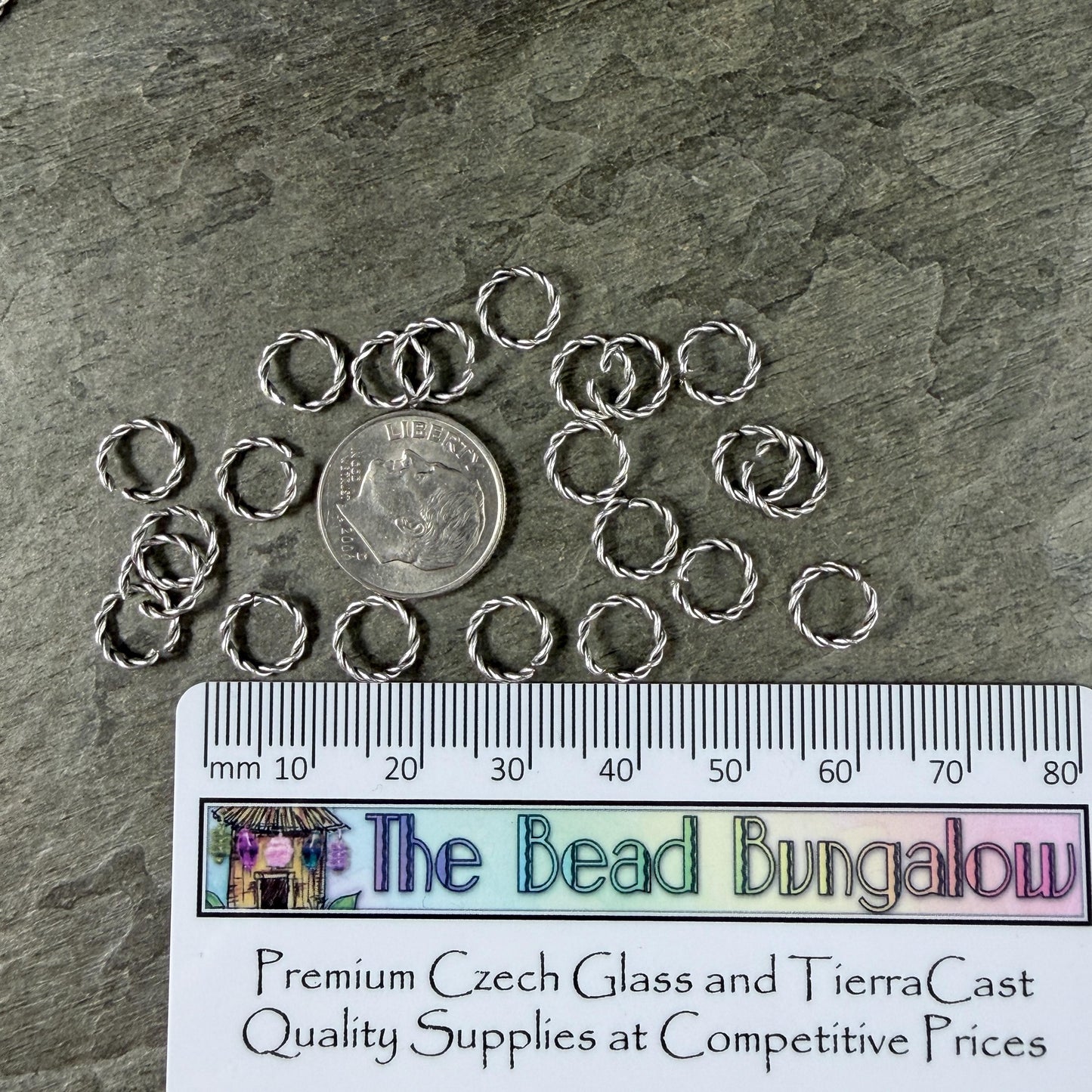 8mm Twisted Jump Rings, 1.2mm Open, Antiqued Silver Plated Brass (FM/5030) * Qty. 40