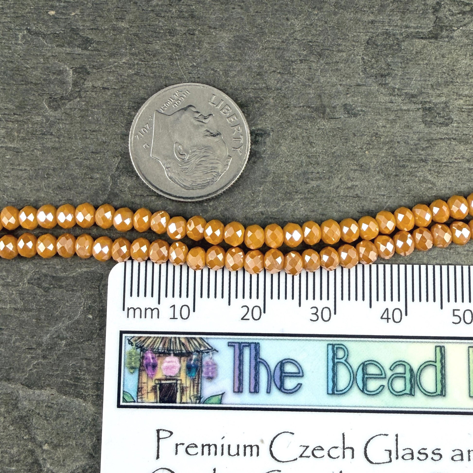 Glass Beads - Small Faceted Rondelles, 2.5x3.5mm Butterscotch with AB Finish * 10" Strand