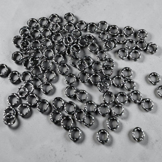 6mm Twisted Jump Rings, 16g Open, Gunmetal Black Plated Brass (FMG/5046) * Qty. 100