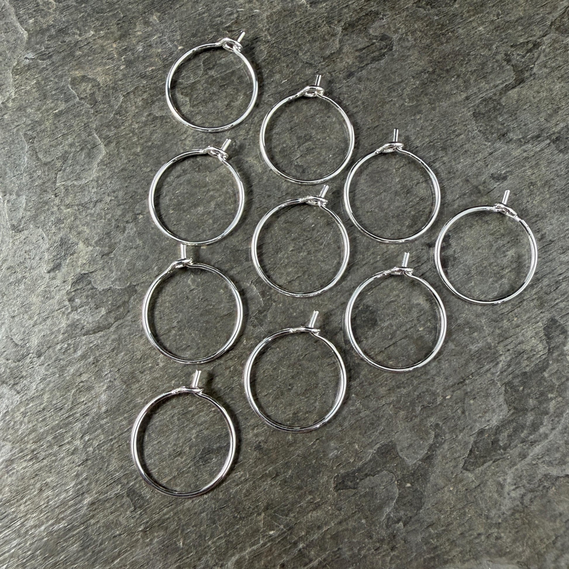 Endless Hoop Earring, 15mm, 20g Silver Plated Brass Ear Wires (PF/862-15-10) * Qty. 24