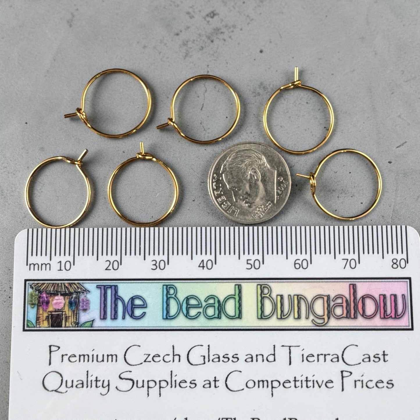 Endless Hoop Earring, 15mm, 20g 24k Gold Plated Brass Ear Wires (PF/862-15-12) * Qty. 14