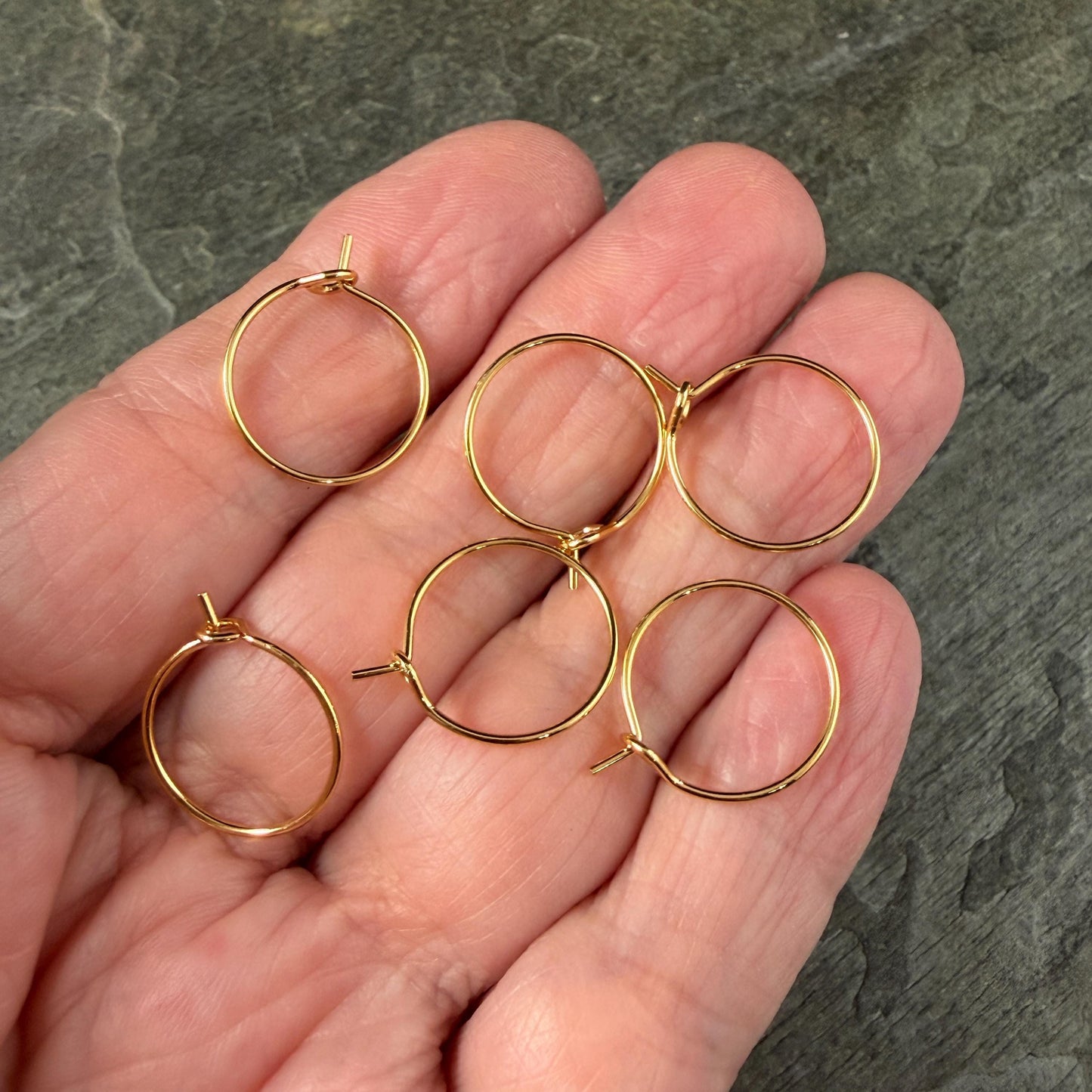 Endless Hoop Earring, 15mm, 20g 24k Gold Plated Brass Ear Wires (PF/862-15-12) * Qty. 14