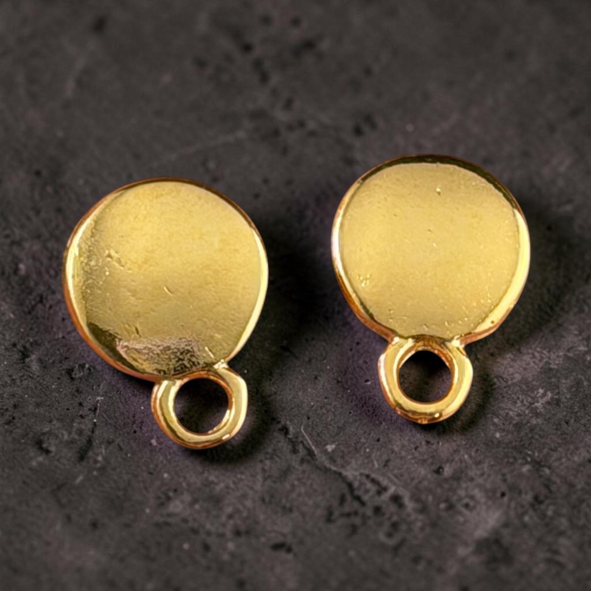 Round Earring with Loop and Titanium Post, 24k Gold Plated, Nickel Free (PF/10909-12) * Qty. 4