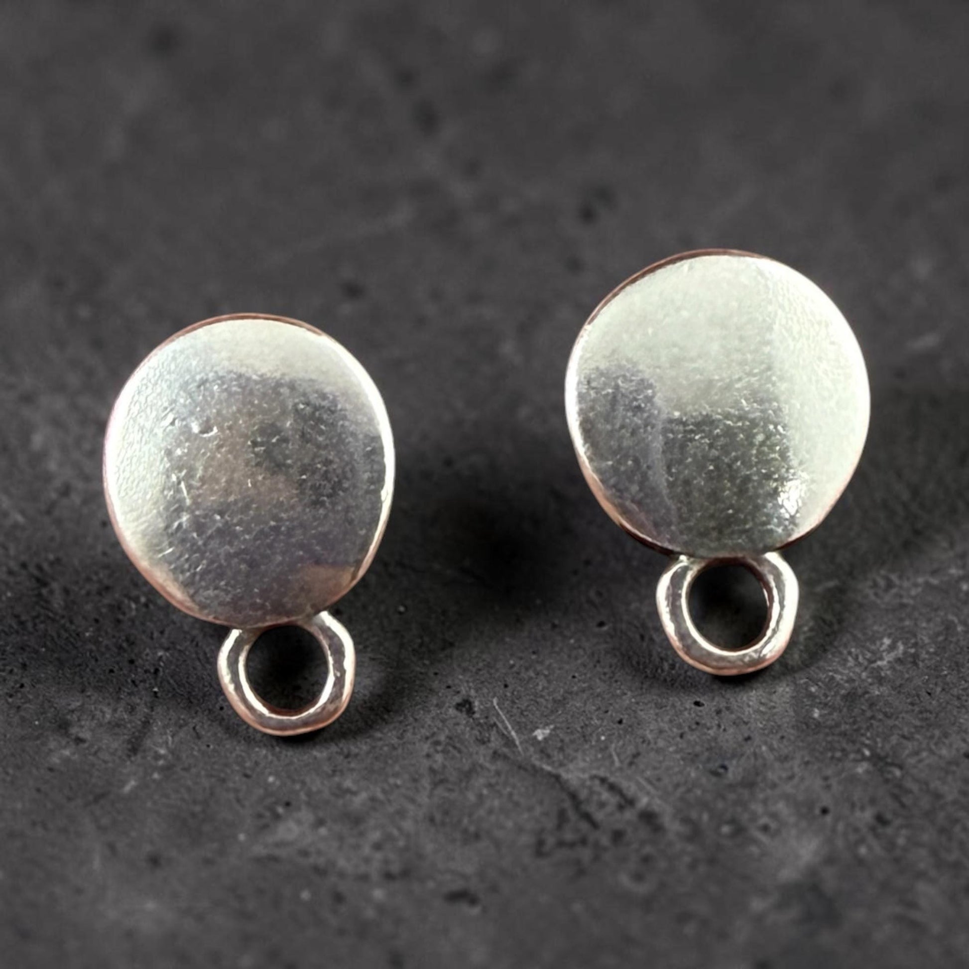 Round Earring with Loop and Titanium Post, Antiqued Silver Plated Zamak (PF/10909-12) * Qty. 4