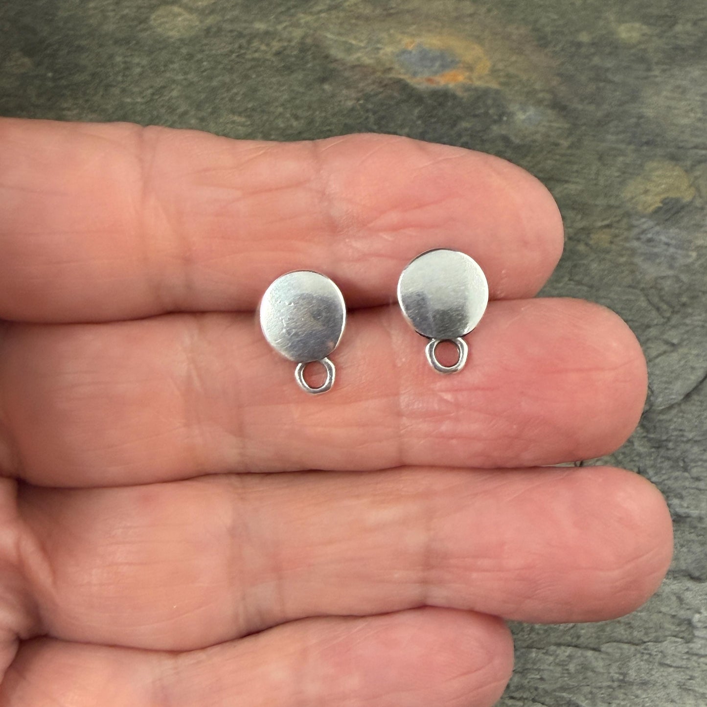 Round Earring with Loop and Titanium Post, Antiqued Silver Plated Zamak (PF/10909-12) * Qty. 4