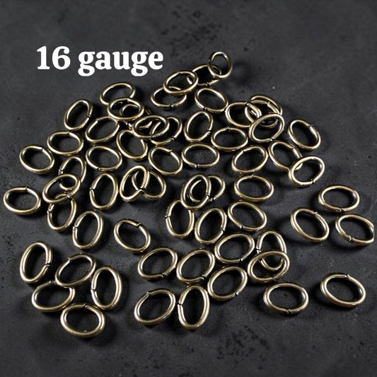 8x6mm Oval Jump Rings, 16g Open, Antiqued Brass (FMG/5083) * Qty. 50