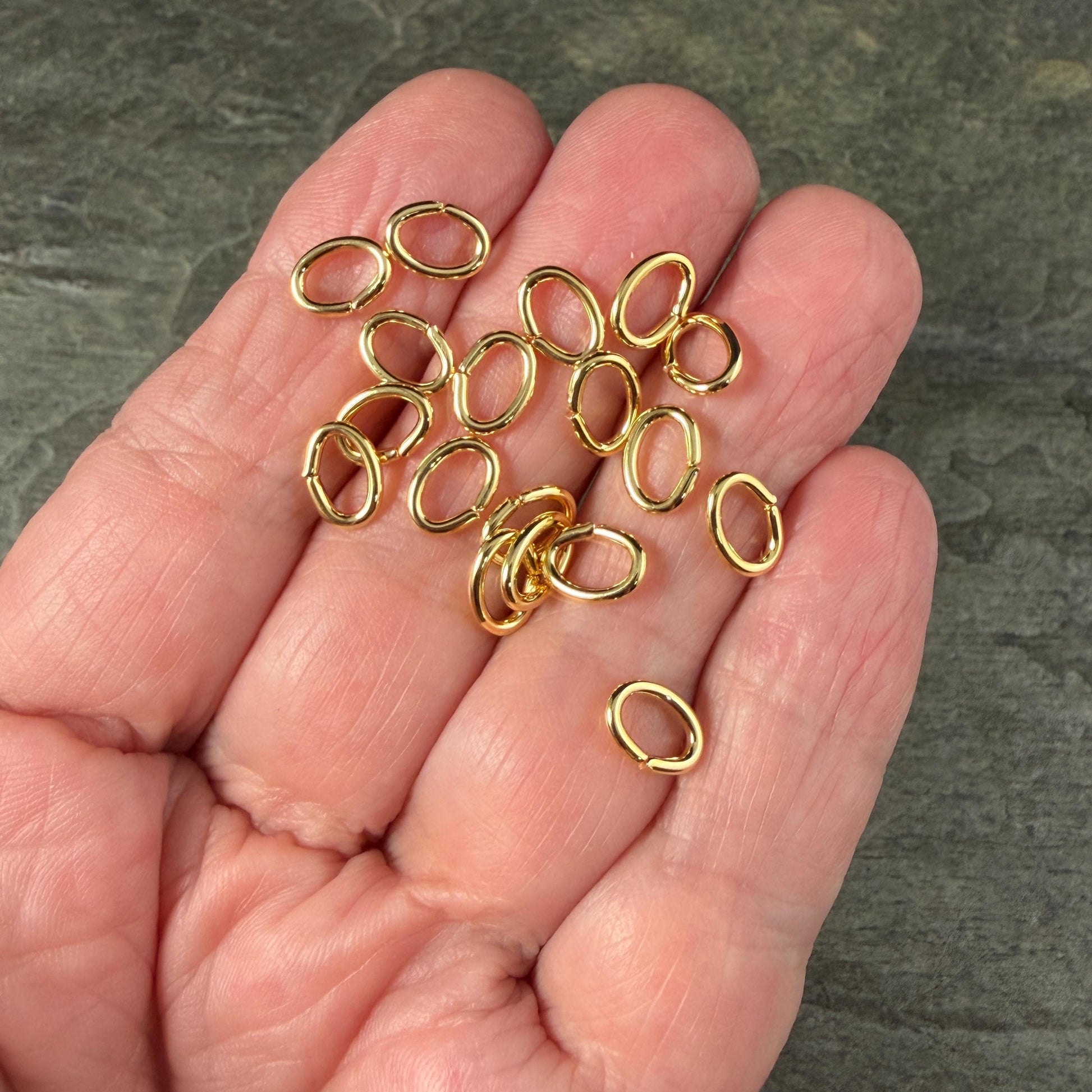 8x6mm Oval Jump Rings, 16g Open, Gold Plated Brass (FMG/5078) * Qty. 100
