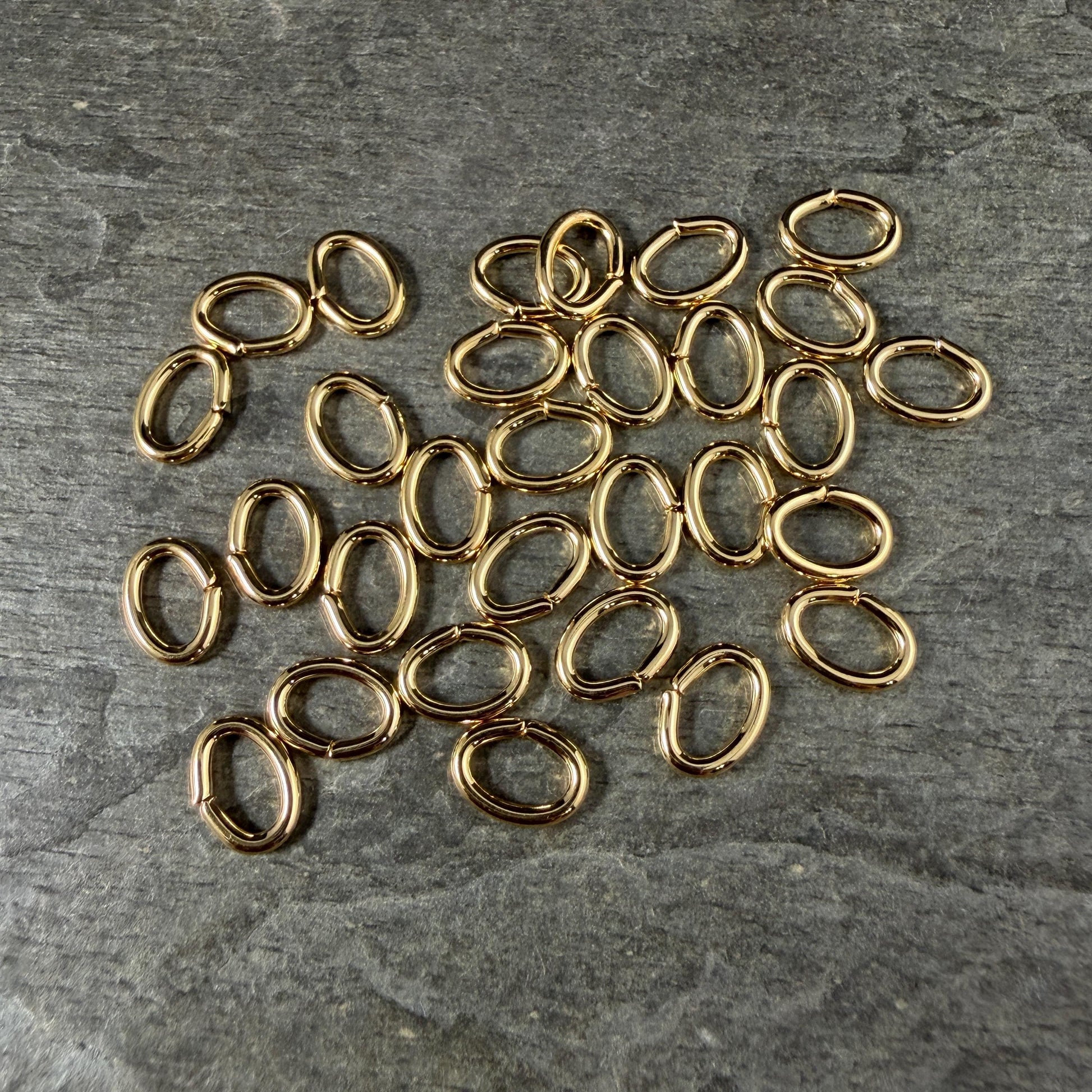 8x6mm Oval Jump Rings, 16g Open, Gold Plated Brass (FMG/5078) * Qty. 100
