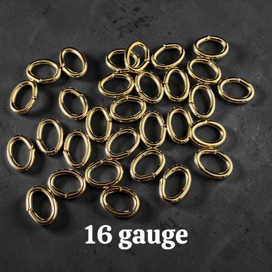 8x6mm Oval Jump Rings, 16g Open, Gold Plated Brass (FMG/5078) * Qty. 100