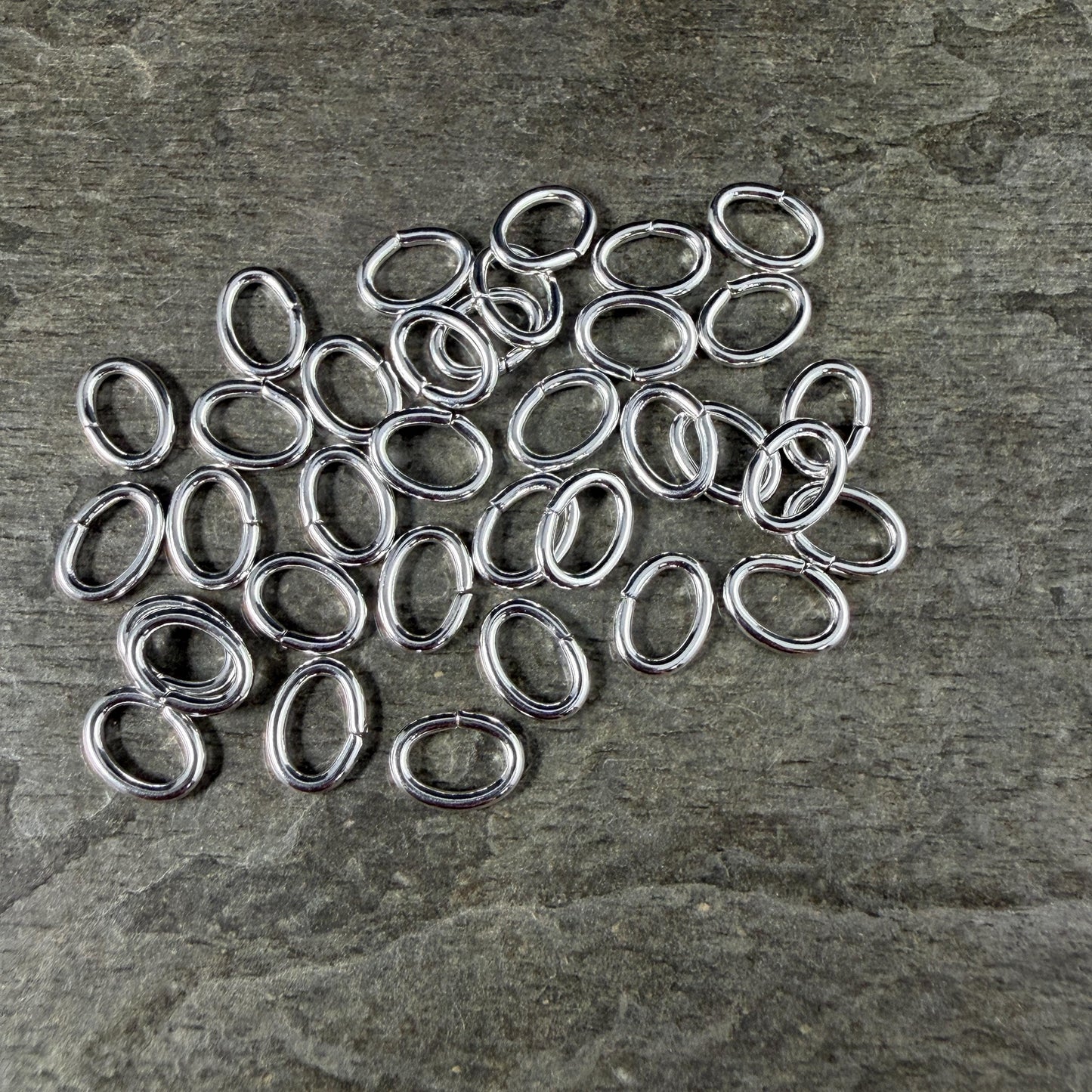 8x6mm Oval Jump Rings, 16g Open, Silver Plated Brass (FMG/5081) * Qty. 100