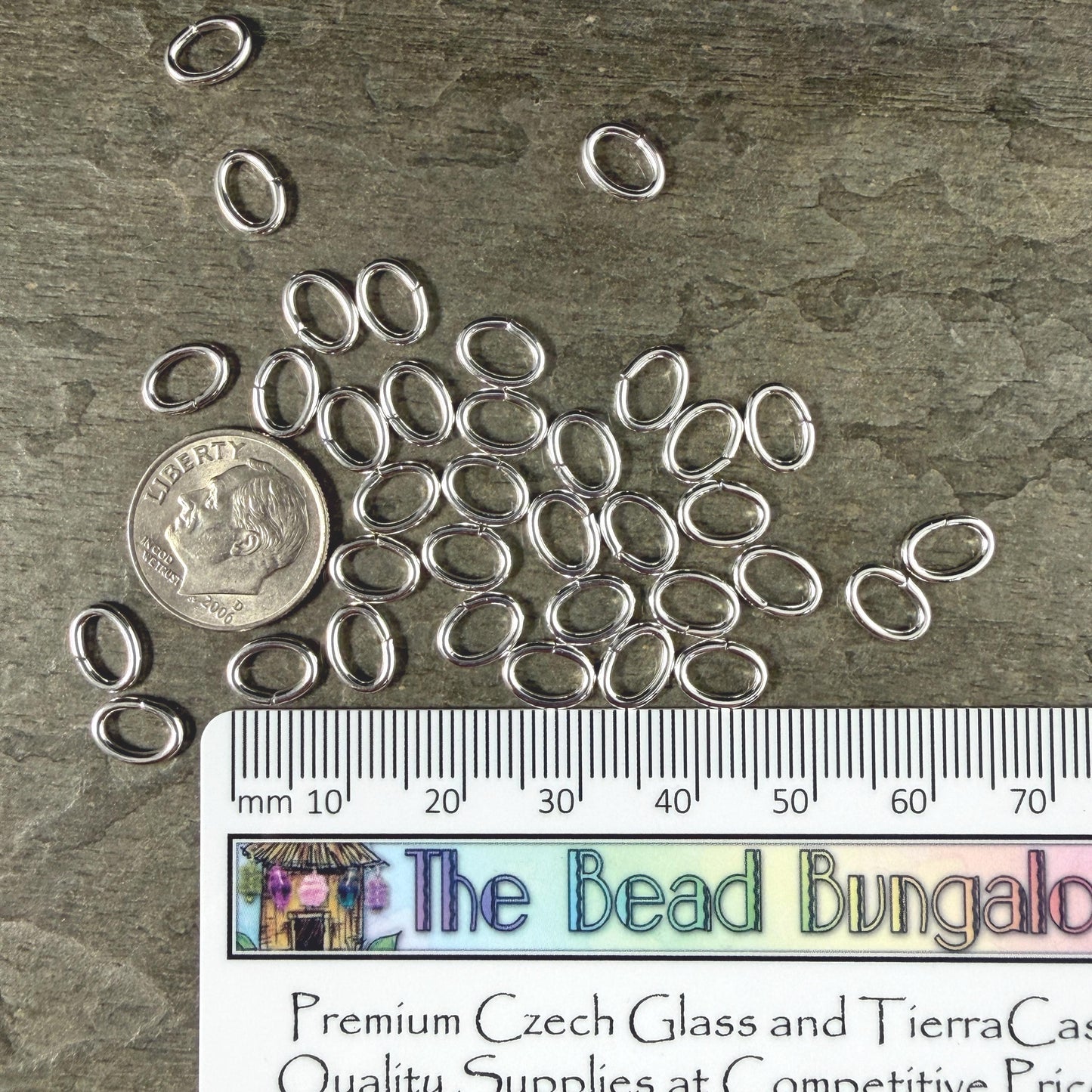 8x6mm Oval Jump Rings, 16g Open, Silver Plated Brass (FMG/5081) * Qty. 100