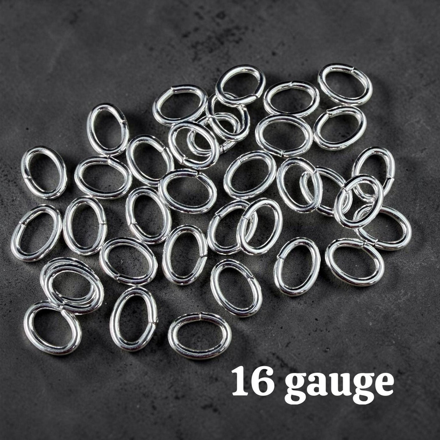 8x6mm Oval Jump Rings, 16g Open, Silver Plated Brass (FMG/5081) * Qty. 100