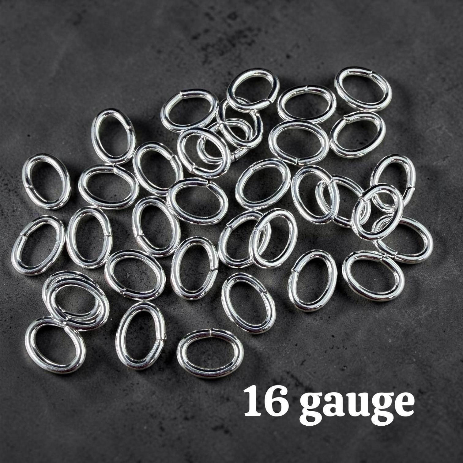 8x6mm Oval Jump Rings, 16g Open, Silver Plated Brass (FMG/5081) * Qty. 100