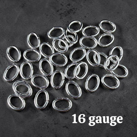 8x6mm Oval Jump Rings, 16g Open, Silver Plated Brass (FMG/5081) * Qty. 100