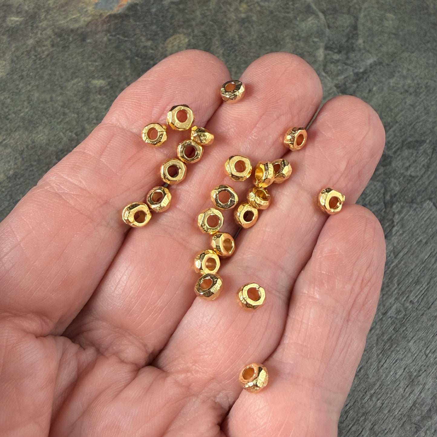 24k Gold Plated Beads, 5mm Organic Nugget, 2.2mm Hole (PF/02788-02-12) * Qty 20