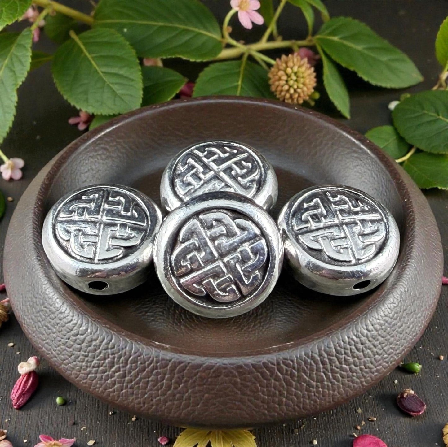 TierraCast 10mm Celtic Knot Bead, Antiqued Silver Plated Pewter (PF/759-77) * Qty. 4