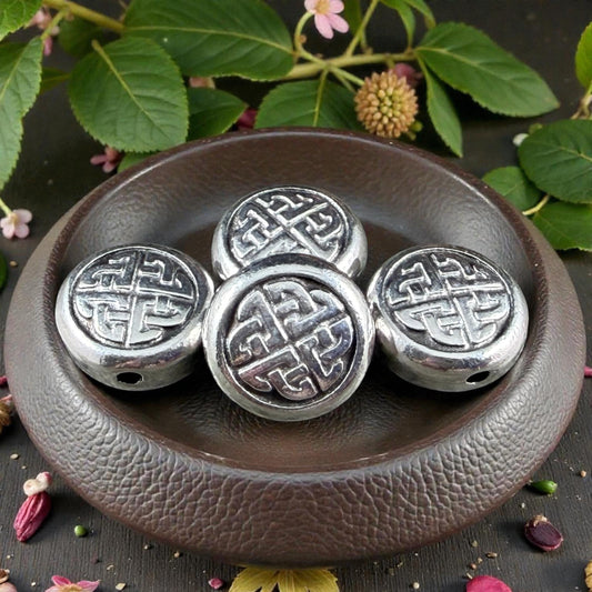 TierraCast 10mm Celtic Knot Bead, Antiqued Silver Plated Pewter (PF/759-77) * Qty. 4