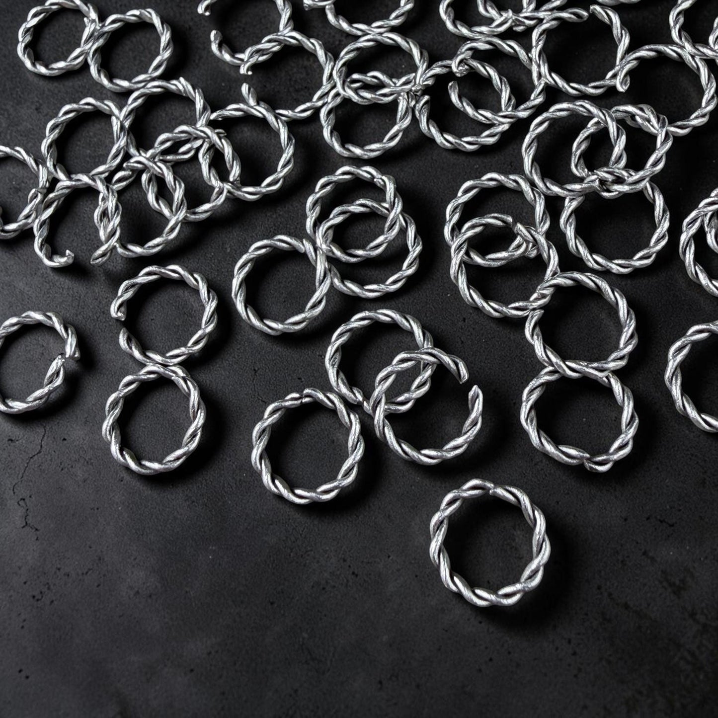 8mm Twisted Jump Rings, 1.2mm Open, Antiqued Silver Plated Brass (FM/5030) * Qty. 40