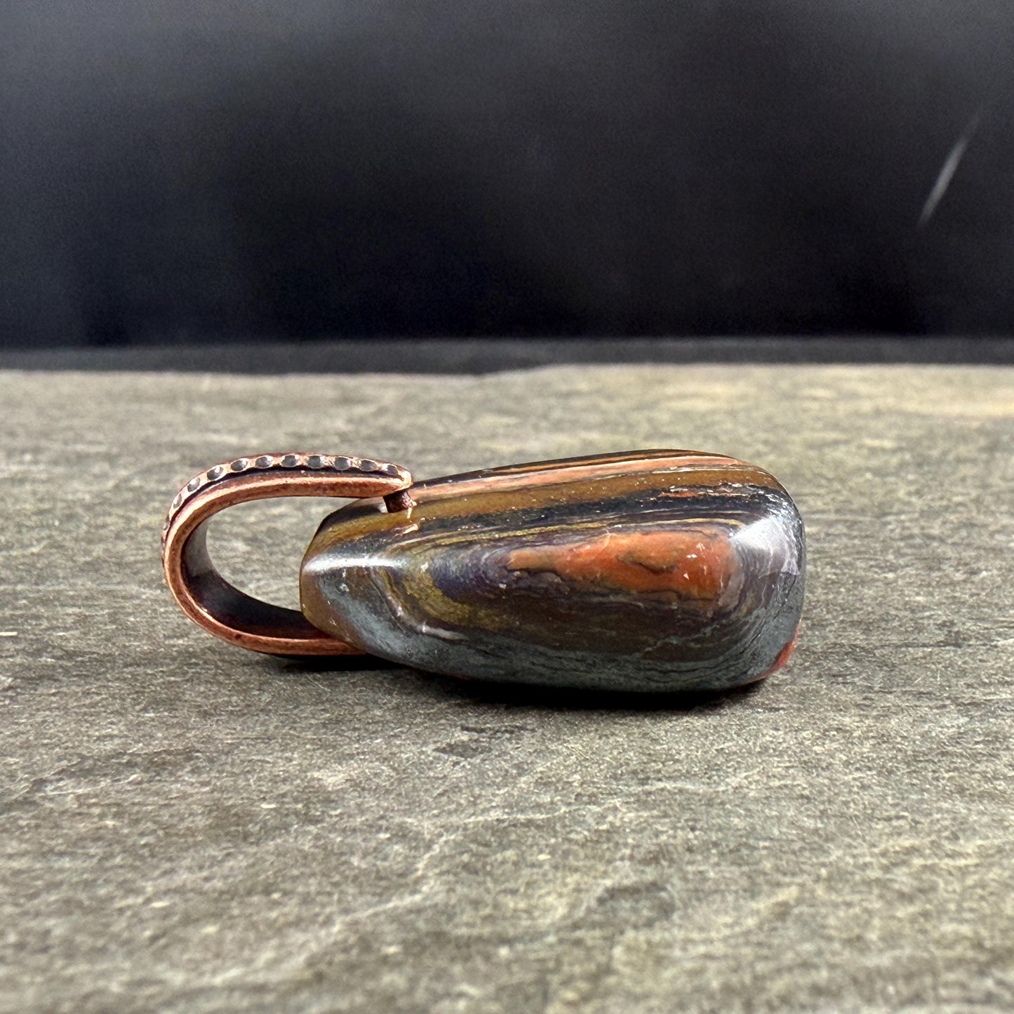 Tiger Iron Gemstone Pendant with Antiqued Copper Bail, 29x23mm (Tigeriron-C) * Qty. 1