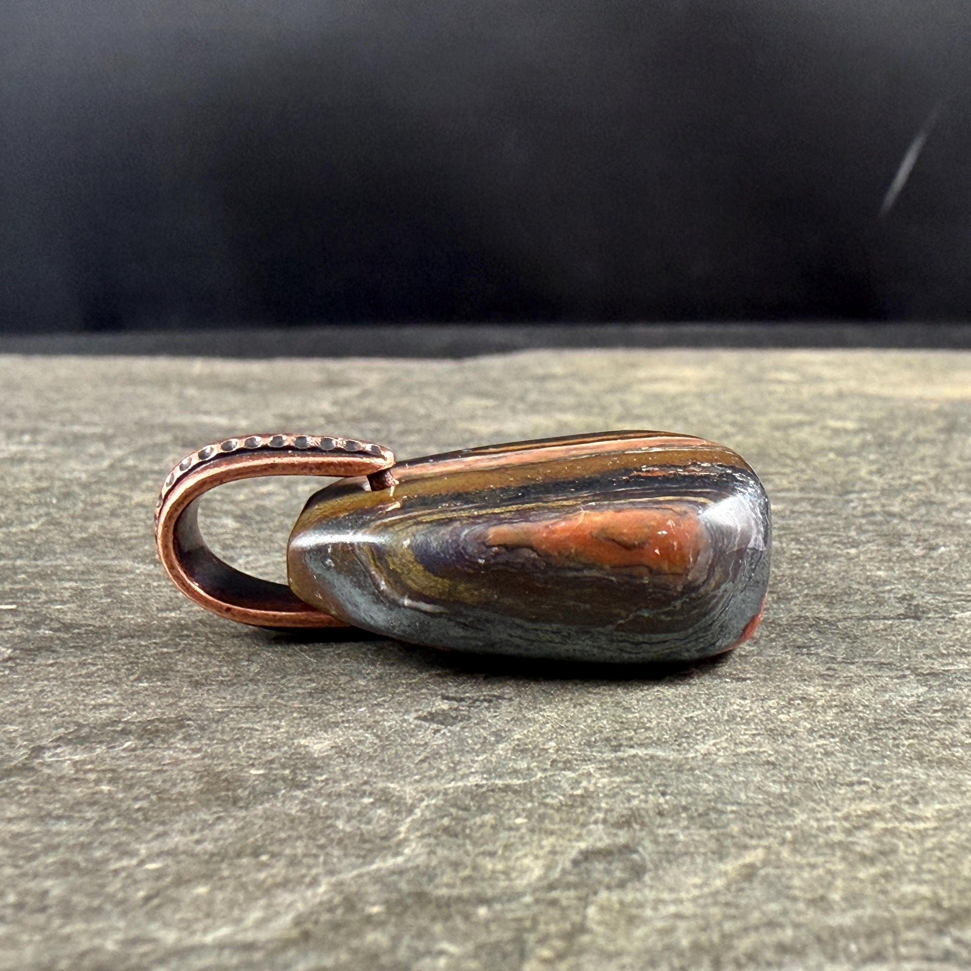 Tiger Iron Gemstone Pendant with Antiqued Copper Bail, 29x23mm (Tigeriron-C) * Qty. 1