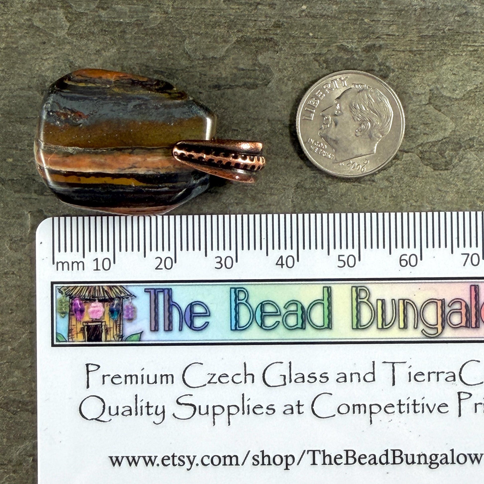 Tiger Iron Gemstone Pendant with Antiqued Copper Bail, 29x23mm (Tigeriron-C) * Qty. 1