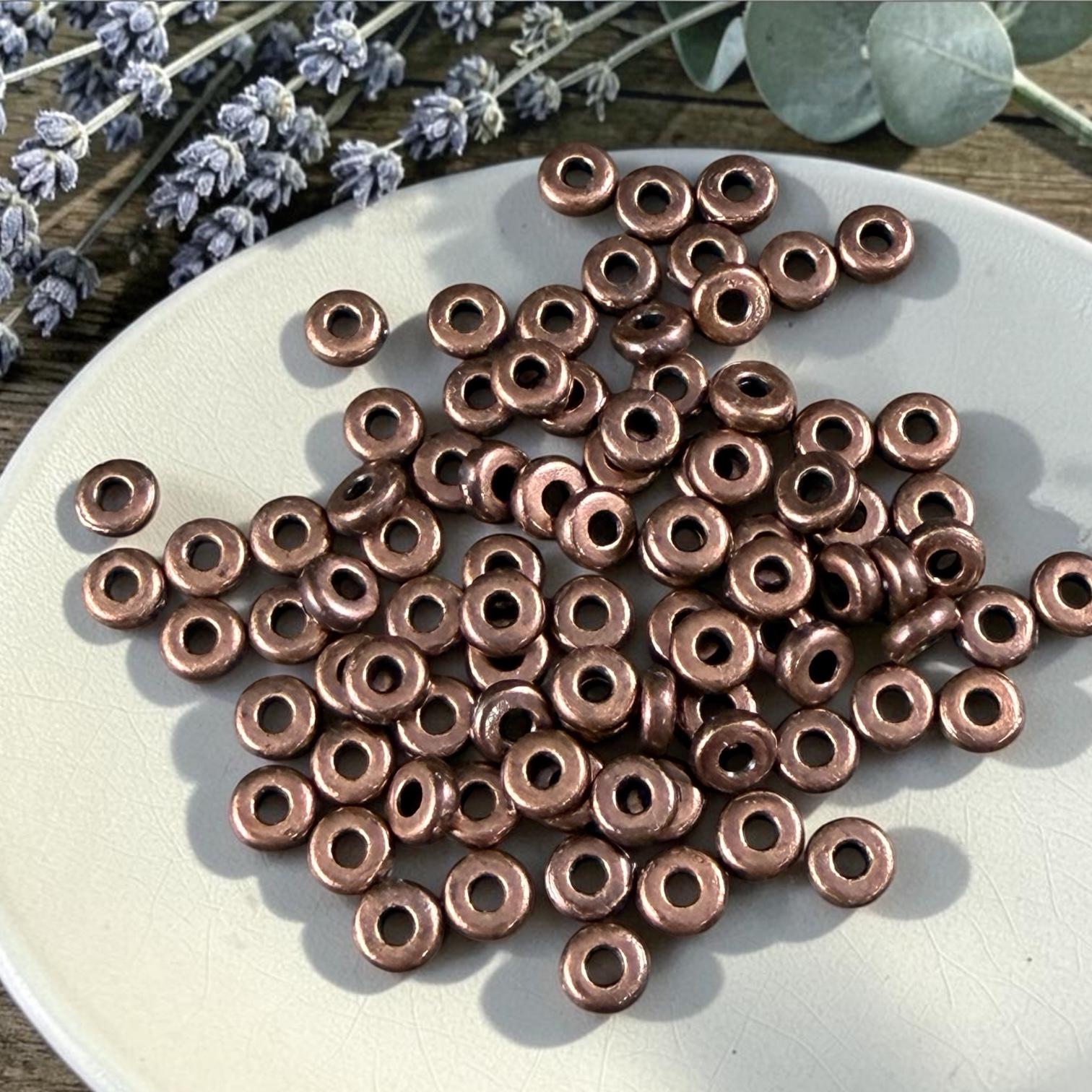 TierraCast 4mm Heishi Rondelle, Small Antiqued Copper Spacer Bead (PF/401-87dk) * Qty. 50