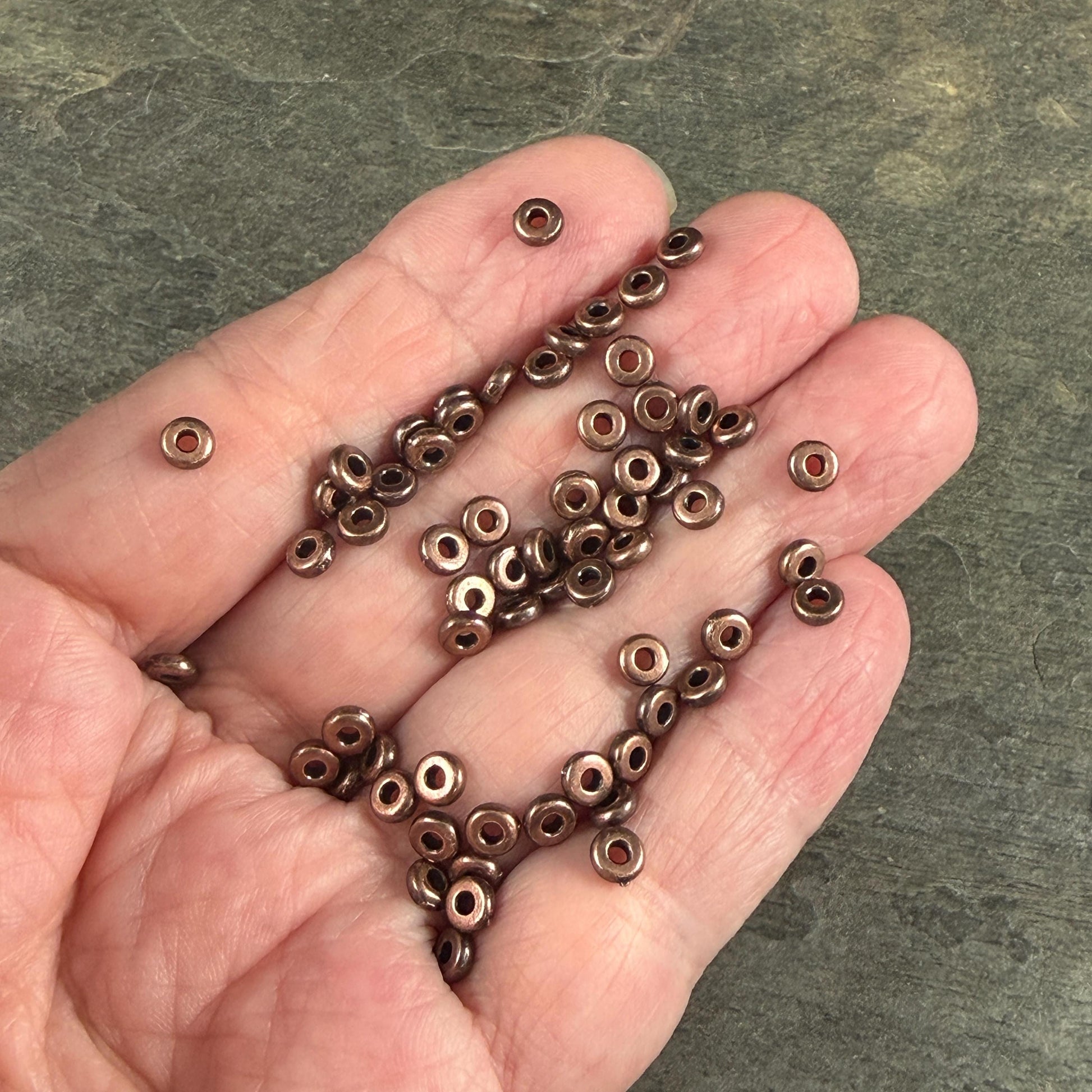 TierraCast 4mm Heishi Rondelle, Small Antiqued Copper Spacer Bead (PF/401-87dk) * Qty. 50