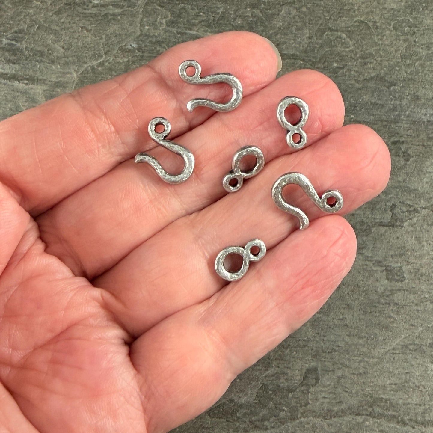 TierraCast Silver Hook and Eye Clasp, Antiqued Pewter (PF/977-04) * Qty. 3