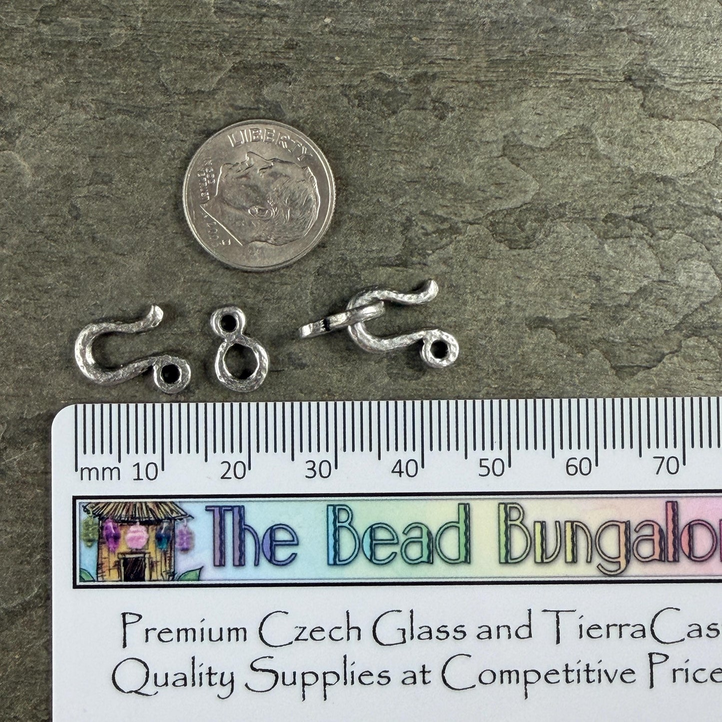 TierraCast Silver Hook and Eye Clasp, Antiqued Pewter (PF/977-04) * Qty. 3