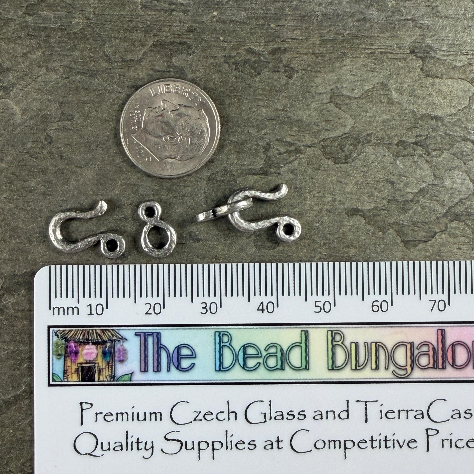 TierraCast Silver Hook and Eye Clasp, Antiqued Pewter (PF/977-04) * Qty. 3
