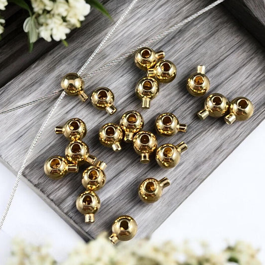 Round Crimp Bead, 3.2mm Stopper Beads, 24k Gold Plated Brass, Nickel Free (PF/929-32-12) * Qty. 20