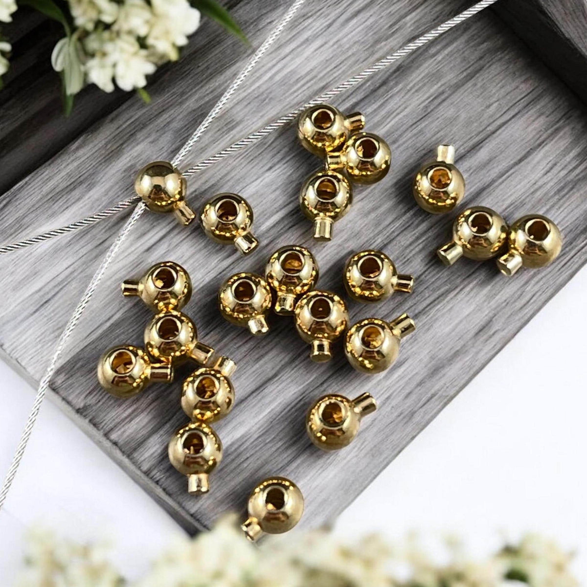 Round Crimp Bead, 3.2mm Stopper Beads, 24k Gold Plated Brass, Nickel Free (PF/929-32-12) * Qty. 20