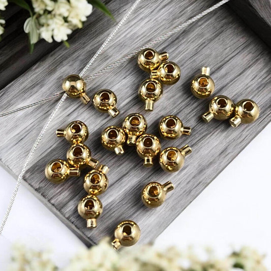 Round Crimp Bead, 3.2mm Stopper Beads, 24k Gold Plated Brass, Nickel Free (PF/929-32-12) * Qty. 20