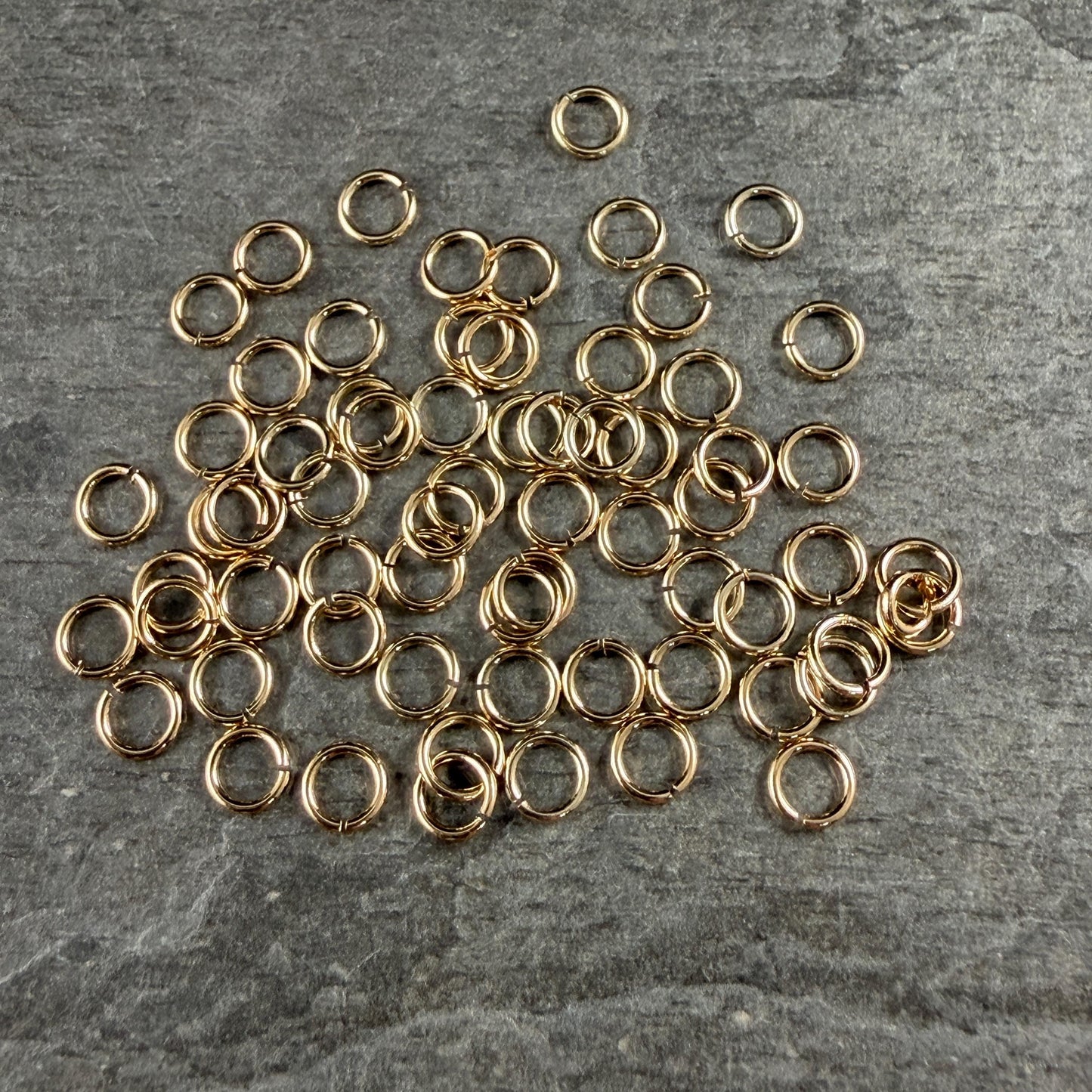 4mm 22 gauge Gold Jump Rings, Nickel Free 24k Gold Plated Brass (PF/807-40-12) * Qty. 100