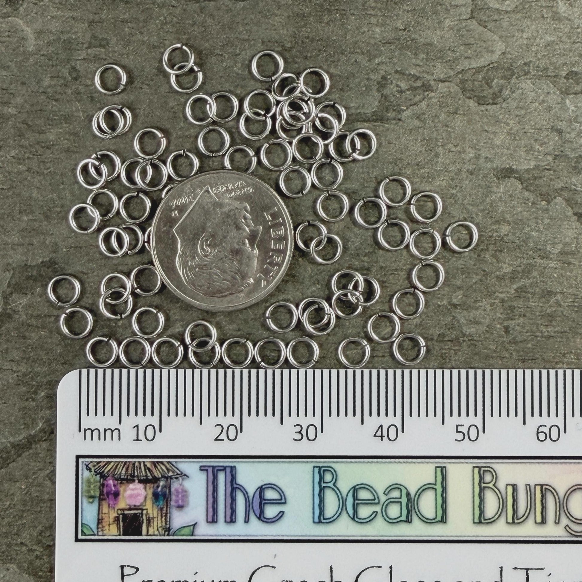 4mm 22 gauge Antiqued Silver Jump Rings, Silver Plated Brass (PF/807-40-77) * Qty. 200