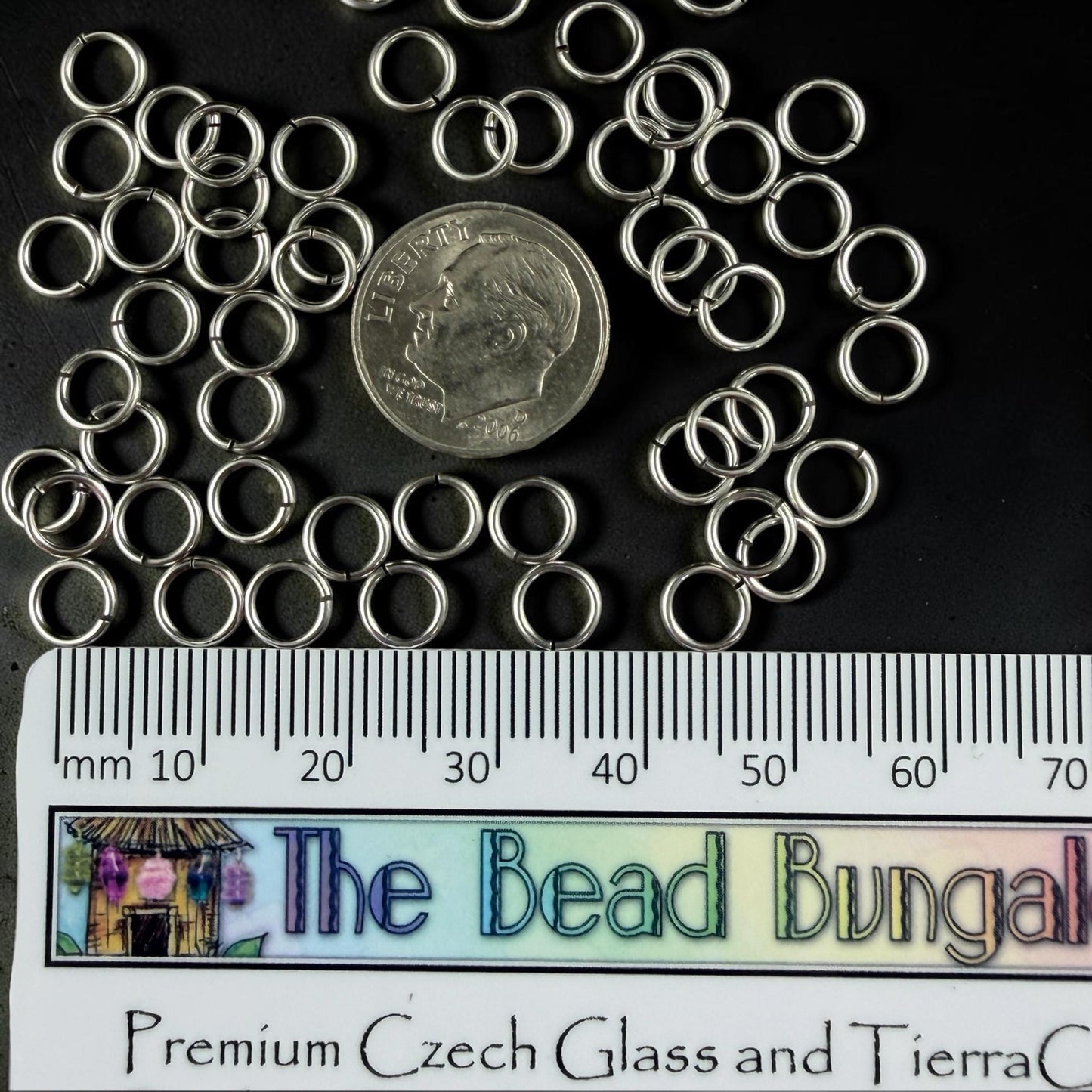 6mm 20 gauge Antiqued Silver Jump Rings, Silver Plated Brass (PF/649-06-77) * Qty. 100