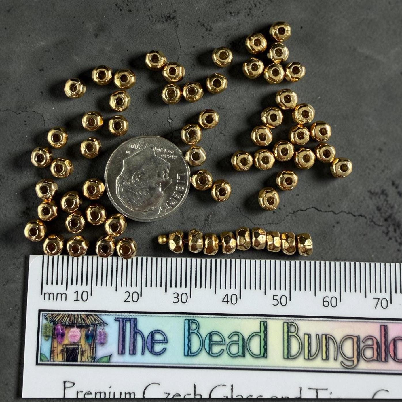24k Gold Plated, 4.3mm Organic Nugget, 1.5mm Hole (PF/011032-12) * Qty 20